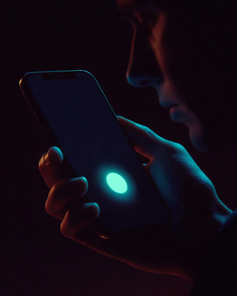 A hand holding a phone, capturing voice rationale at dusk